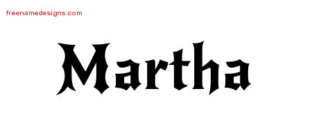 Gothic Name Tattoo Designs Martha Free Graphic