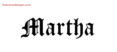 Blackletter Name Tattoo Designs Martha Graphic Download