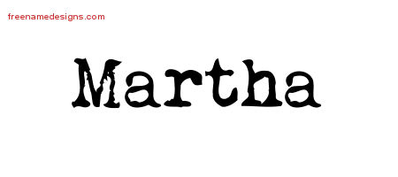 Vintage Writer Name Tattoo Designs Martha Free Lettering