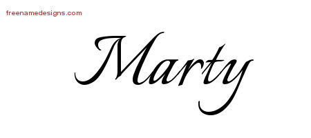 Calligraphic Name Tattoo Designs Marty Free Graphic