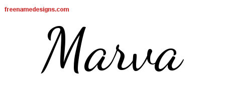 Lively Script Name Tattoo Designs Marva Free Printout