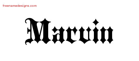 Old English Name Tattoo Designs Marvin Free Lettering
