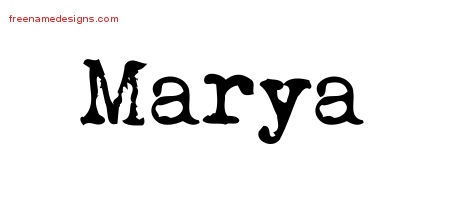 Vintage Writer Name Tattoo Designs Marya Free Lettering