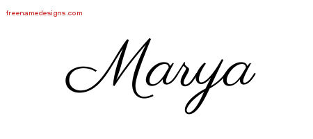 Classic Name Tattoo Designs Marya Graphic Download