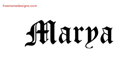 Blackletter Name Tattoo Designs Marya Graphic Download