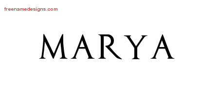 Regal Victorian Name Tattoo Designs Marya Graphic Download