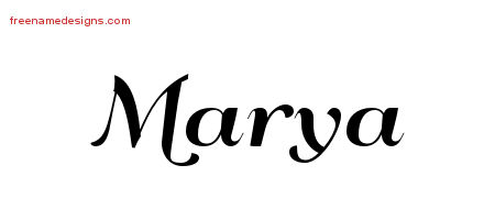 Art Deco Name Tattoo Designs Marya Printable