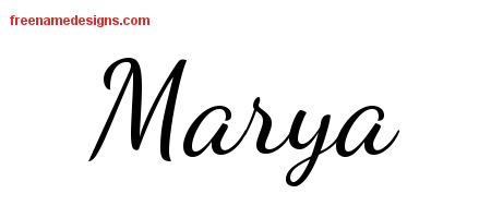 Lively Script Name Tattoo Designs Marya Free Printout