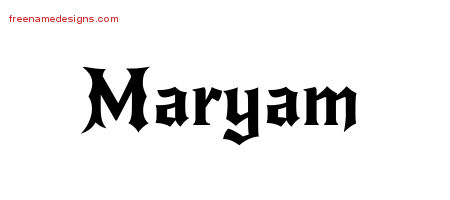 Gothic Name Tattoo Designs Maryam Free Graphic