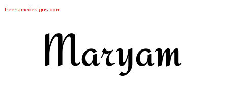 Calligraphic Stylish Name Tattoo Designs Maryam Download Free