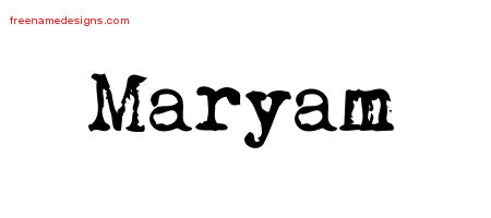 Vintage Writer Name Tattoo Designs Maryam Free Lettering