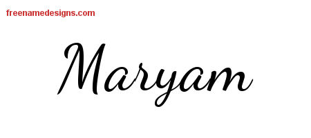 Lively Script Name Tattoo Designs Maryam Free Printout