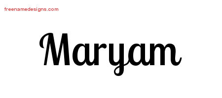 Handwritten Name Tattoo Designs Maryam Free Download