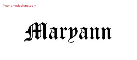 Blackletter Name Tattoo Designs Maryann Graphic Download