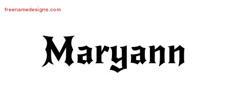 Gothic Name Tattoo Designs Maryann Free Graphic