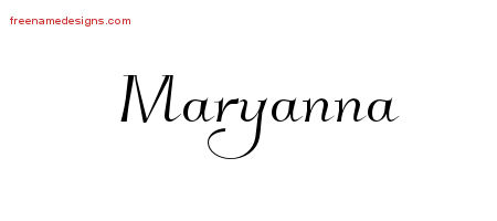 Elegant Name Tattoo Designs Maryanna Free Graphic