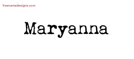 Vintage Writer Name Tattoo Designs Maryanna Free Lettering