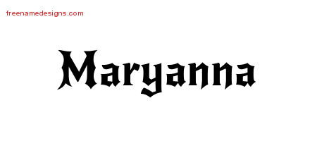 Gothic Name Tattoo Designs Maryanna Free Graphic