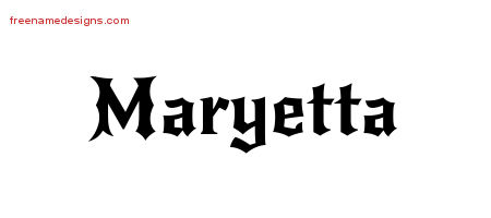 Gothic Name Tattoo Designs Maryetta Free Graphic
