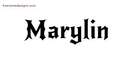 Gothic Name Tattoo Designs Marylin Free Graphic