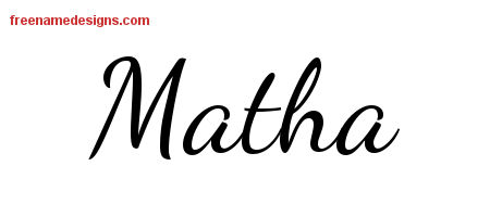 Lively Script Name Tattoo Designs Matha Free Printout