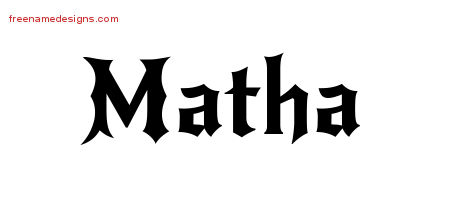 Gothic Name Tattoo Designs Matha Free Graphic