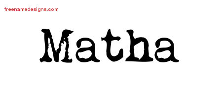 Vintage Writer Name Tattoo Designs Matha Free Lettering