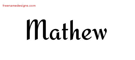 Calligraphic Stylish Name Tattoo Designs Mathew Free Graphic