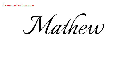 Calligraphic Name Tattoo Designs Mathew Free Graphic