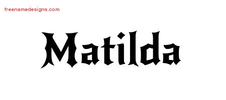 Gothic Name Tattoo Designs Matilda Free Graphic