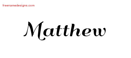 Art Deco Name Tattoo Designs Matthew Graphic Download