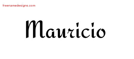Calligraphic Stylish Name Tattoo Designs Mauricio Free Graphic