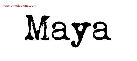 Vintage Writer Name Tattoo Designs Maya Free Lettering