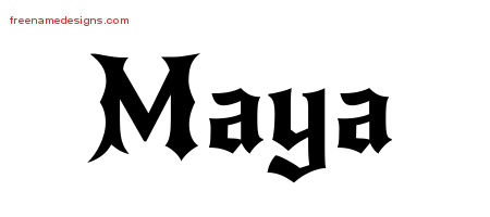 Gothic Name Tattoo Designs Maya Free Graphic