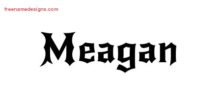 Gothic Name Tattoo Designs Meagan Free Graphic