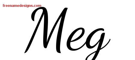 Lively Script Name Tattoo Designs Meg Free Printout
