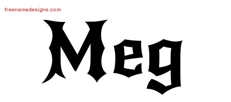 Gothic Name Tattoo Designs Meg Free Graphic