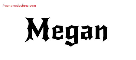 Gothic Name Tattoo Designs Megan Free Graphic