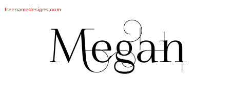 Decorated Name Tattoo Designs Megan Free