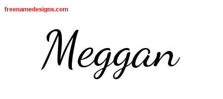Lively Script Name Tattoo Designs Meggan Free Printout