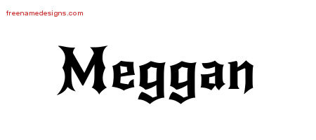 Gothic Name Tattoo Designs Meggan Free Graphic