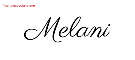 Classic Name Tattoo Designs Melani Graphic Download