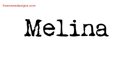 Vintage Writer Name Tattoo Designs Melina Free Lettering