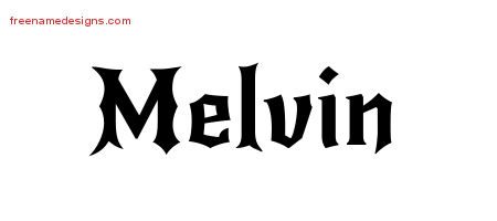 Gothic Name Tattoo Designs Melvin Free Graphic