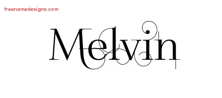 Decorated Name Tattoo Designs Melvin Free Lettering