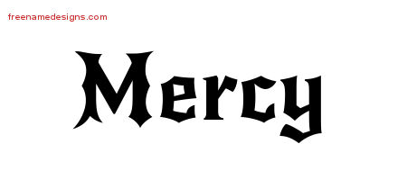 Gothic Name Tattoo Designs Mercy Free Graphic