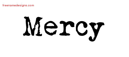 Vintage Writer Name Tattoo Designs Mercy Free Lettering