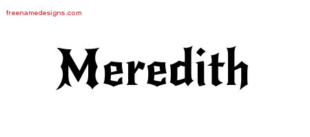 Gothic Name Tattoo Designs Meredith Free Graphic
