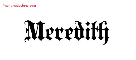 Old English Name Tattoo Designs Meredith Free