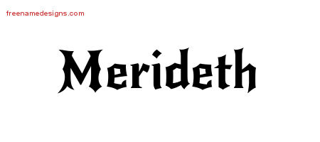Gothic Name Tattoo Designs Merideth Free Graphic
